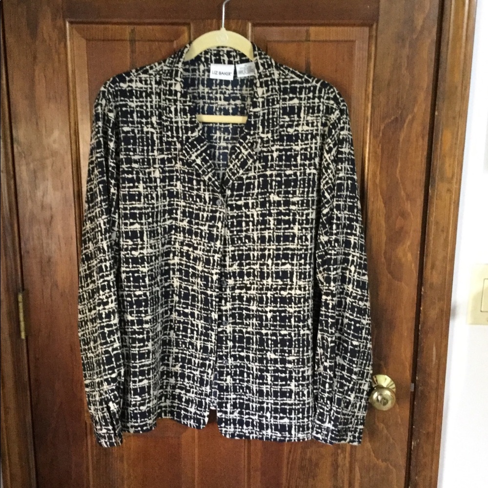 Black with tan blouse